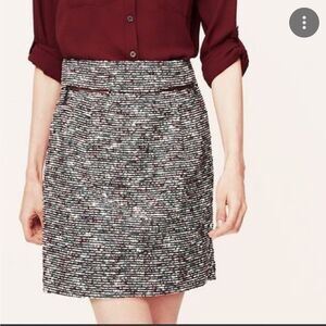 🟢LOFT Tweed Burgundy & Gray Mini Skirt Size 0P